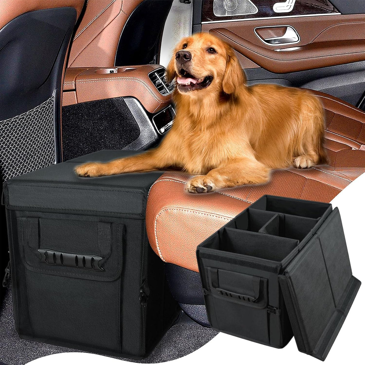 Car Seat Extender for Dogs, Backseat Extender for Large Dog up to 180 LBS, Foldable Back or Front Seat Extender for Most Cars Car Organizer Gap Filler