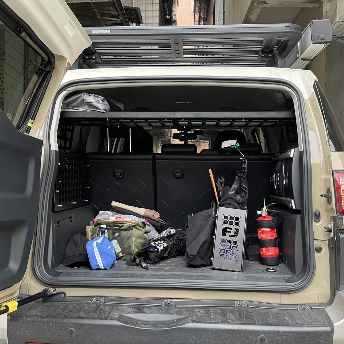 L2R for Toyota FJ Cruiser (XJ10) 2007-2024 Molle Panel Car Modular Storage Panel Shelf Modification Rear Trunk Interior Luggage Storage Carrier Organizer Kit (Side Panel + Trunk Shelf + Storage Boxes)
