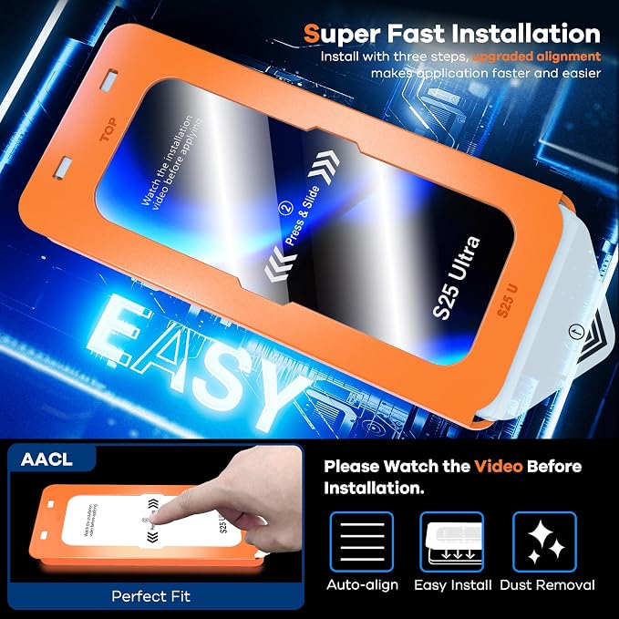 AACL 3-Pack for Samsung Galaxy S25 Ultra Screen Protector Tempered Glass