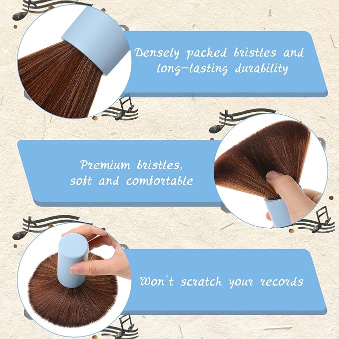 Ziliny 3 Pcs Vinyl Record Cleaning Brush Wooden Anti Static Dust Record Vinyl