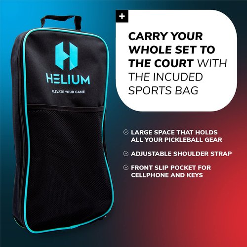 Helium Pro Carbon Fiber Pickleball Paddles - USAPA Certified Pickleball Paddles, High-Spin Texture, Lightweight Honeycomb Core (2 Paddles, 4 Balls, 1 Sports Bag)