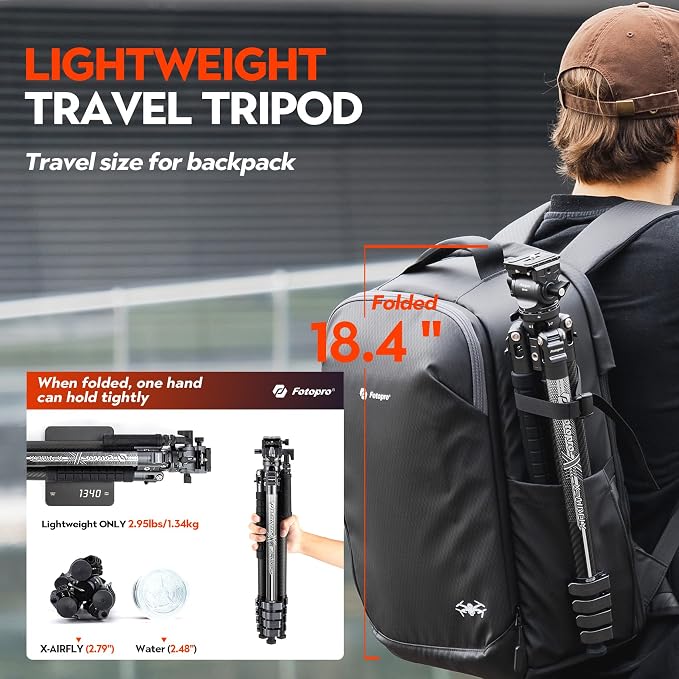 Fotopro Carbon Fiber Tripod 65 Inch Travel Tripod