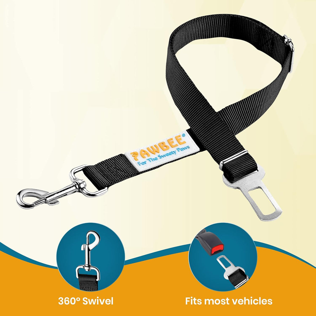 PAWBEE 2-Pack Dog Seat Belts for Cars - Adjustable Nylon Car Harness with Stainless Hooks, Safety Seatbelt Harnesses for Dogs, Durable Dog Car Seat Belt Clip, Essential Travel Accessories for Pets