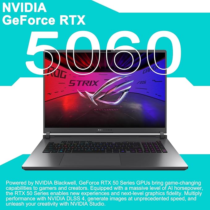 ASUS ROG Strix G18 G815 Gaming AI Laptop 18" 2.5k 240Hz 3ms 100% DCI-P3 Intel 24-core Ultra 9 275HX 64GB DDR5 1TB SSD GeForce RTX 5060 (Up to 572 NPU Tops) RGB Backlit Thunderbolt Win11Pro ICP Hub