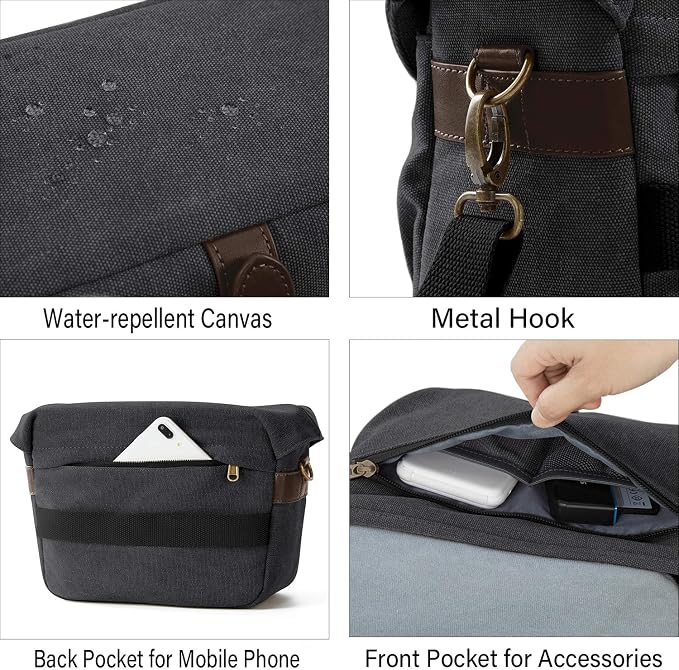 BAGSMART Camera Bag, SLR DSLR Canvas Crossbody Camera Case, Compact Camera
