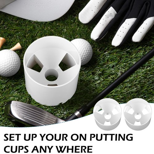 4PCS White Golf Hole Cups, 3.9" Depth & 4.3" Diameter, ABS Plastic Putting Green Cups with Drain Holes for Outdoor Backyard Practice