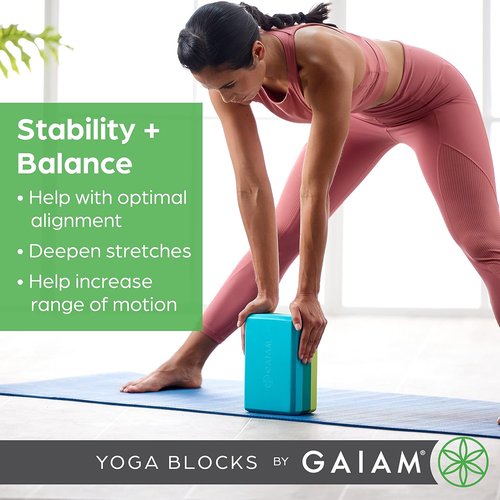 Gaiam Yoga Block - Supportive Latex-Free EVA Foam - Soft Non-Slip Surface for Yoga & Pilates