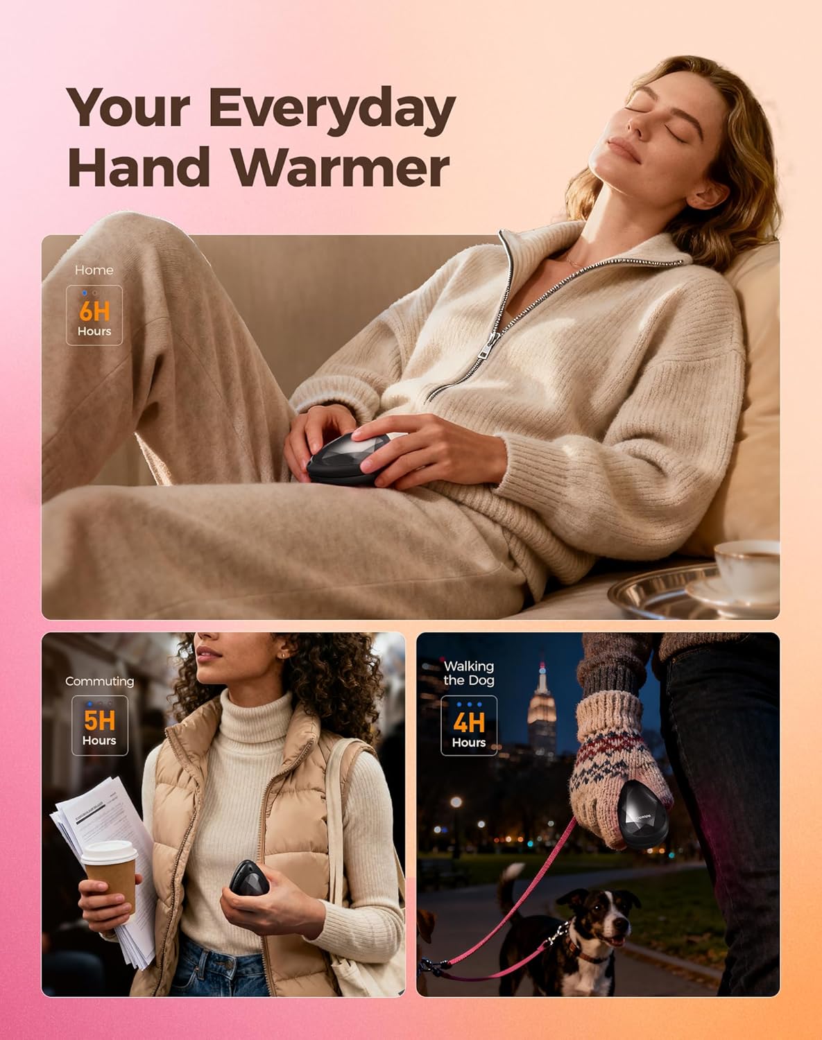 OCOOPA Rechargeable Hand Warmers - Portable Diamond-Shape Electric Heater | 2-Pack for Hiking & Camping