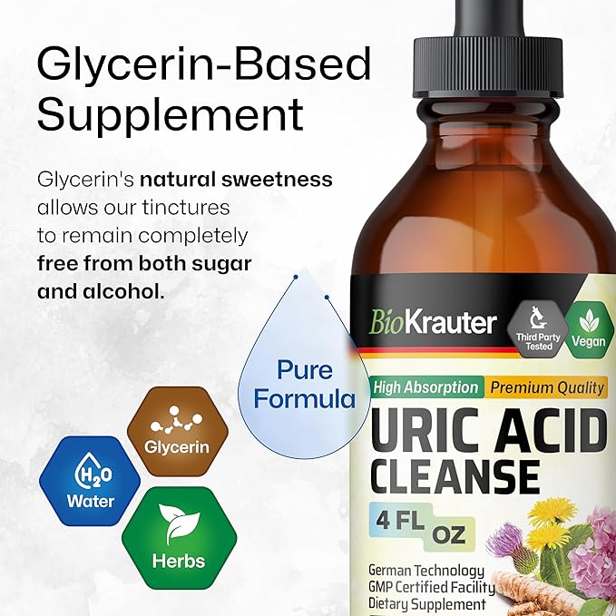 BIO KRAUTER Alcohol Detox Tincture 2 Fl. Oz. & Uric Acid Support Tincture 4 Fl. Oz.