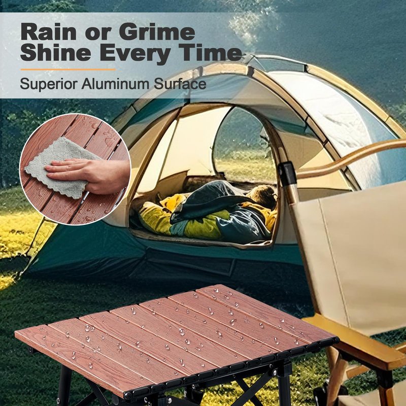 Odoland Portable Camping Table, 15.8"L x 11.8"W Folding Table with Adjustable Height 15.8" - 22", Small Beach Table with Storage Bag for Outdoor Camp, Cooking, Picnic, Travelling, Backyards, Fishing