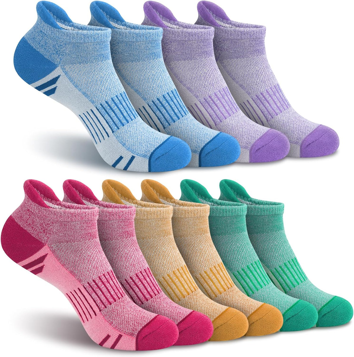 YSense Ankle Socks - Thick Cushioned Running & Athletic Cotton Socks | Moisture-Wicking, Low Cut Design