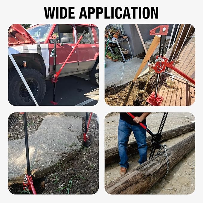 Big RED Torin 48" Ratcheting Off Road Utility Farm Jack, 3 Ton (6,000 lb) Capacity, Red