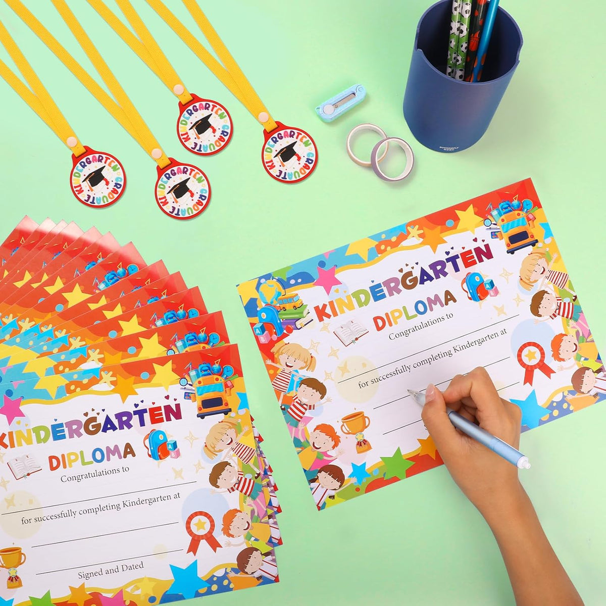 Regine Switzerland 48Pcs Graduation Medals & Certificates - Perfect for Preschool & Kindergarten Celebrations