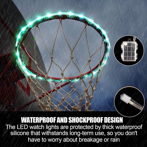 Green Bean LED Basketball Hoop Light - Remote Control Rim Light with 16 Colors & 7 Flashing Modes