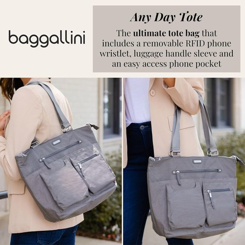 Baggallini Any Day Tote - Stylish Tote Bag with RFID Phone Wristlet | Versatile & Secure Design