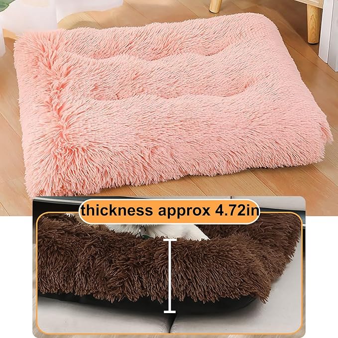 Dog Crate Mat, Dog Bed for Large Dogs, Comfy Fluffy Kennel Pad Anti-Slip for Dog beds & Furniture, Quilted Dog Bed for Pets for Medium/Small Dogs Cats (Color : Pink 2, Size : 48x33)