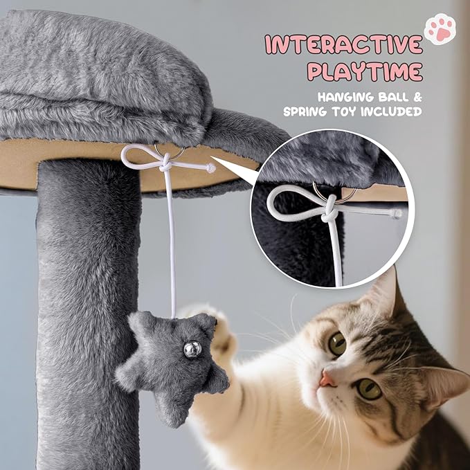 MoNiBloom 60 Inch Cat Tree Tower for Indoor Cats Large Adults, Cat Tower with Scratching Post, Multi-Level Furniture Activity Center with Cat Condo Pet Play House, Smoky Grey