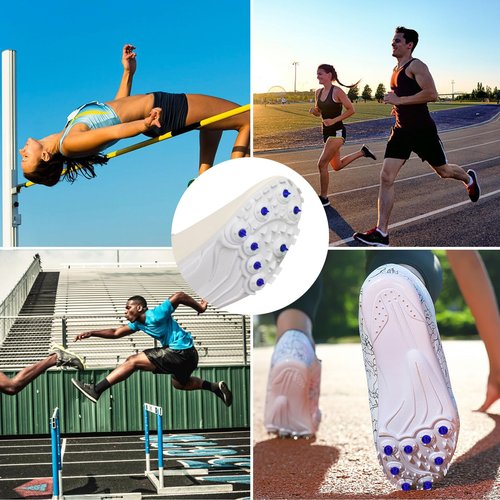 JULMELON 120pc 1/4" Carbon Steel Track Spikes with Spike Wrench, Replacement Spikes for Sprint, Short Running Track Shoes (Blue)