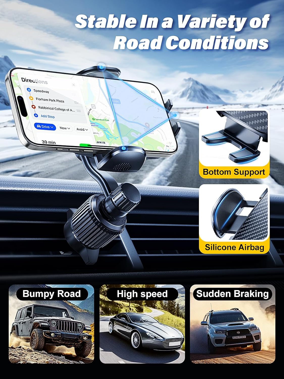 Rorhxia Car Vent Phone Mount, [Never Blocking Vent, Enjoy The Comfort of The A/C] Hands-Free Universal Extension Clip Air Phone Holder Car Fit for All Phones iPhone 17 16 15 14 13 12 Samsung More