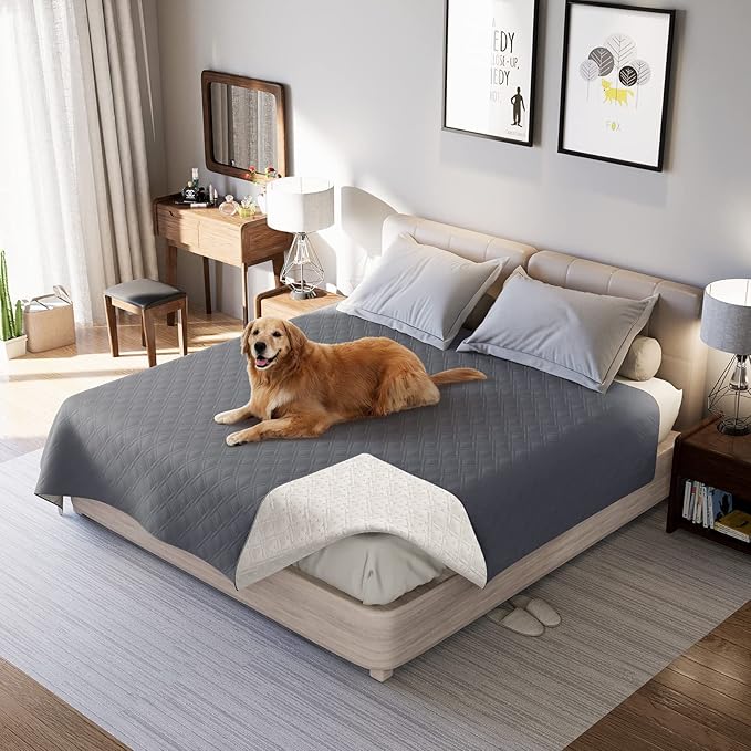 Waterproof Dog Bed Covers for Couch Protection, Water-Resistant Soft Dog Pet Blanket Anti-Slip Dog Blanket for Bed, for Furniture Bed Couch Sofa (Grey,30x70inch)