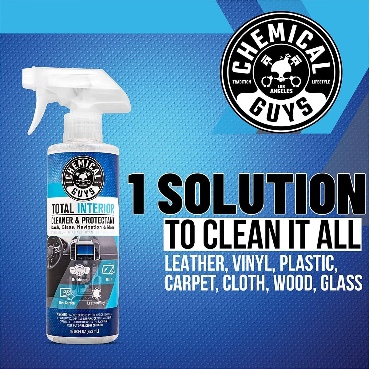 Chemical Guys Total Interior Cleaner and Protectant, Interior Car Cleaner Cleans & Protects Leather, Vinyl, Plastic, Rubber, Glass with a Showroom Finish, Safe for Trucks, SUVs, RVs & More, 128 oz