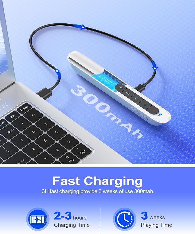 Air Mouse Clicker for Presentation Rechargeable Presenter Clicker Remote for
