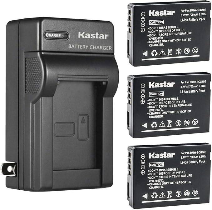 Kastar 3-Pack DMW-BCG10 Battery and AC Wall Charger Replacement