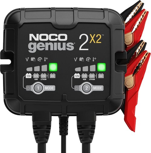 NOCO GENIUS2X2 Smart Battery Charger - 4A 2-Bank Automatic Maintainer for 6V/12V Lead-Acid & Lithium