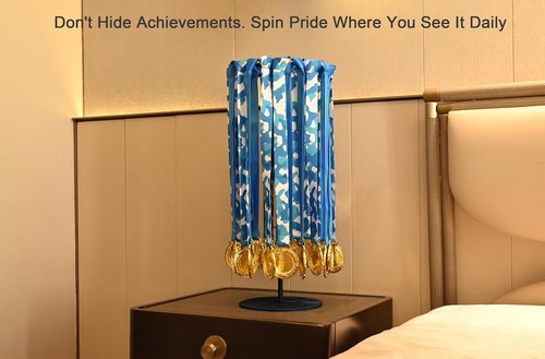 Medal Hanger Display - Rotating Wall-Safe Tabletop Stand Holds 45+ Race Medals | Heavy-Duty Metal Base for Easy Assembly