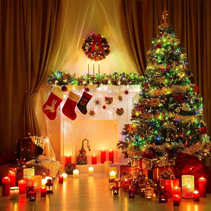 String Lights Multicolor - 220 LEDs 25m/82ft 8 Modes End-to-End Plug in Indoor/Outdoor Waterproof Decorative Fairy Twinkle Rainbow Christmas Tree Lights for Xmas/Patio/Room/Home/New Year - Colorful