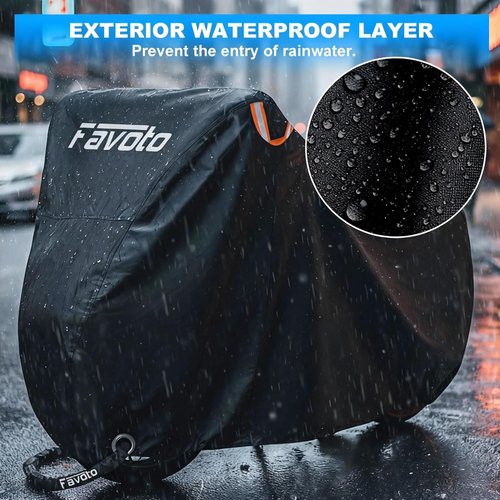Favoto Waterproof Bike Cover - XXL Outdoor Protection for 2 Bikes | Sun, Rain, Dust & Wind Shield