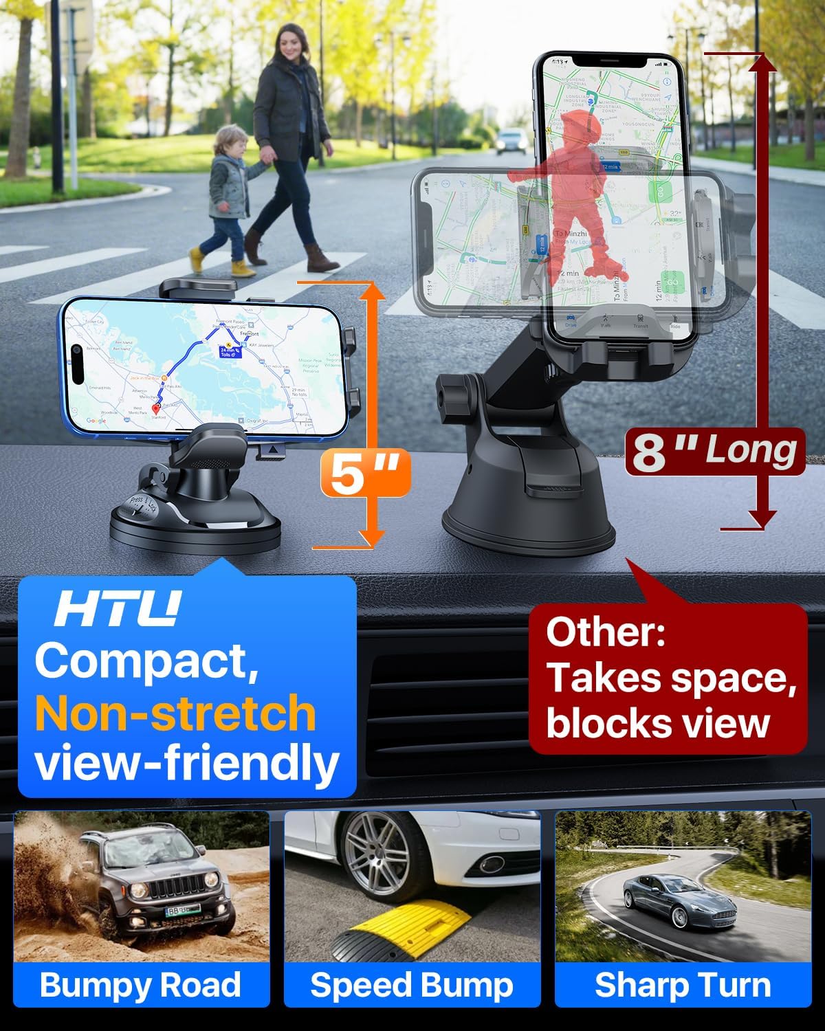 HTU 2026 Latest Upgrade Military-Grade Anti-Shake 90+LBS Car Phone Holder