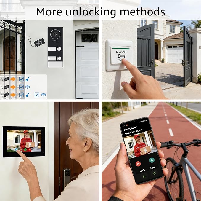 House Video Intercom System for 2 Families, 1080P Wired Video Doorbell