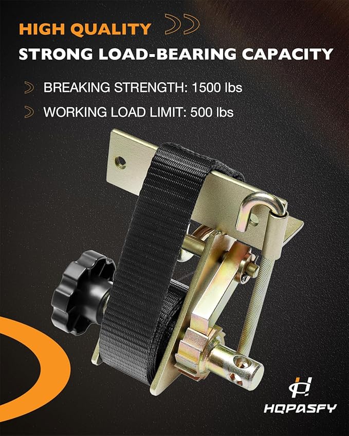 Lumber Rack Ratchet Straps, W/J-Hook (2PCS), 1.4" Gold Square Tube Mount, 1.5" Wide x 7.5' Long, Black Ladder Rack Ratchet Straps, 500 lbs Load Heavy Duty, Truck Rack Straps, Pipe/Roof Rack Strap