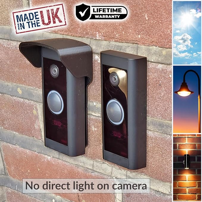 No Drill Rain Cover for Video Doorbell Wired Hood Anti-Glare Protection Weather