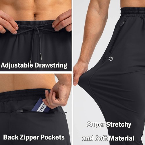 G Gradual Men's Athletic Joggers - Tapered Sweatpants with Zipper Pockets for Workout & Running