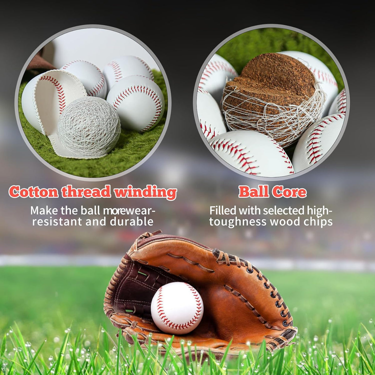 Rawlings 12 Pack Standard Size Adult Baseballs - 9 Inch Leather Covered Training Balls for League Play