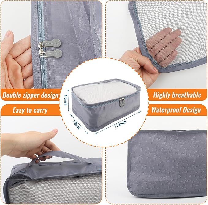 12 Pcs Packing Cubes Luggage Organizers Small Mesh Clothing Underwear Bag Foldable Laundry Bags for Travel Hiking Camping Backpacking