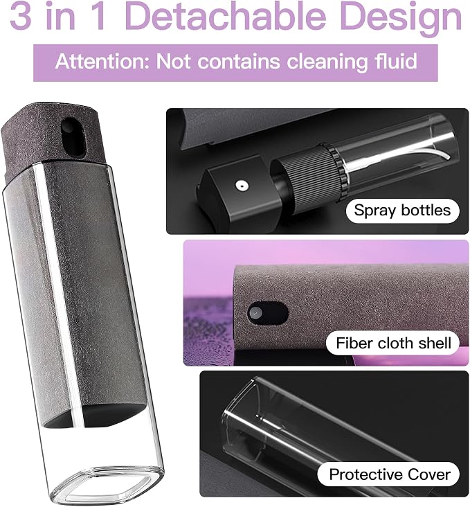 CUIUD Screen Cleaner Kit 4 Pcs, Two in One Screen Cleaner Spray and Wipe
