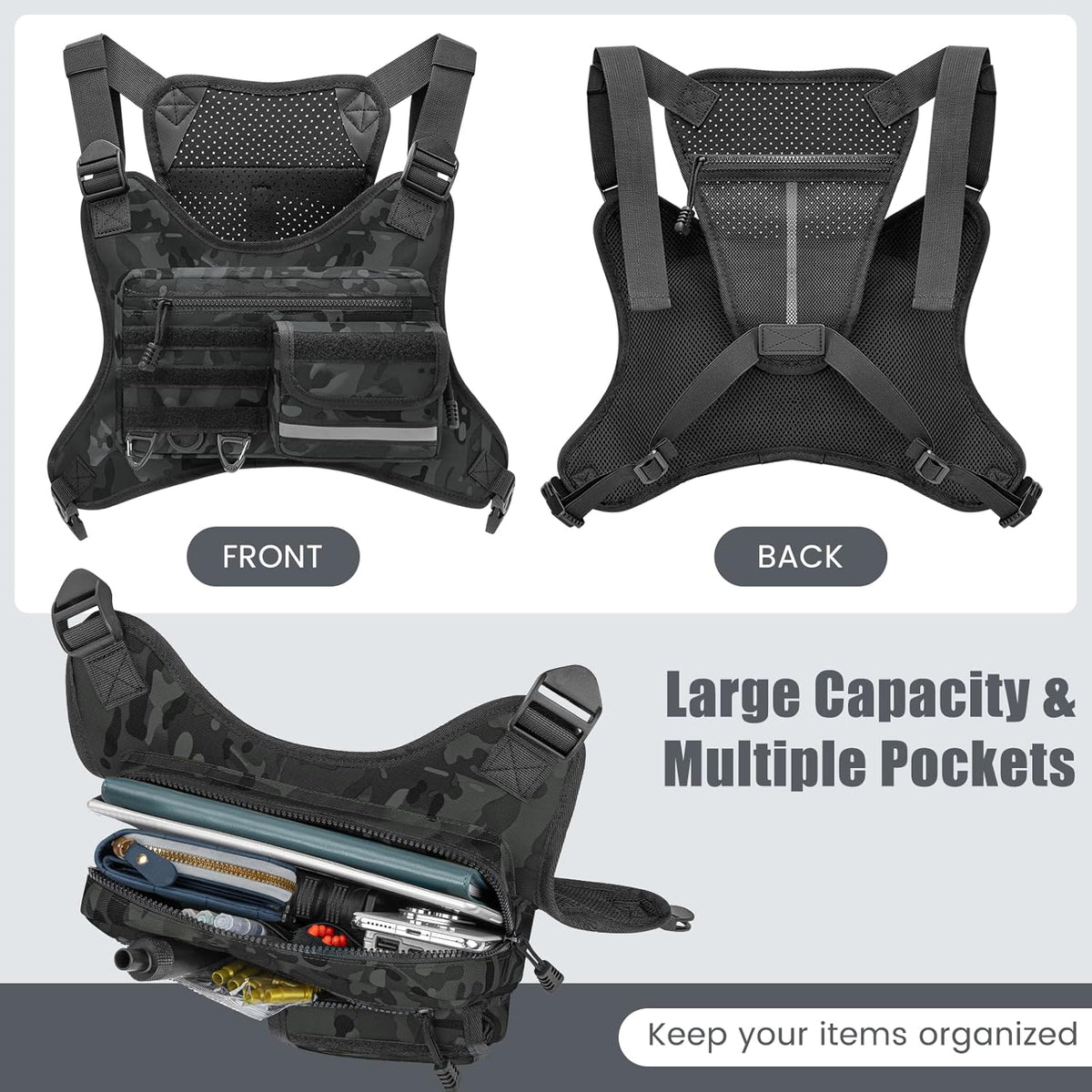 OCKLILY Chest Bag - Versatile Outdoor Sports Vest for Running, Cycling, Hiking & Travel - Unisex Design