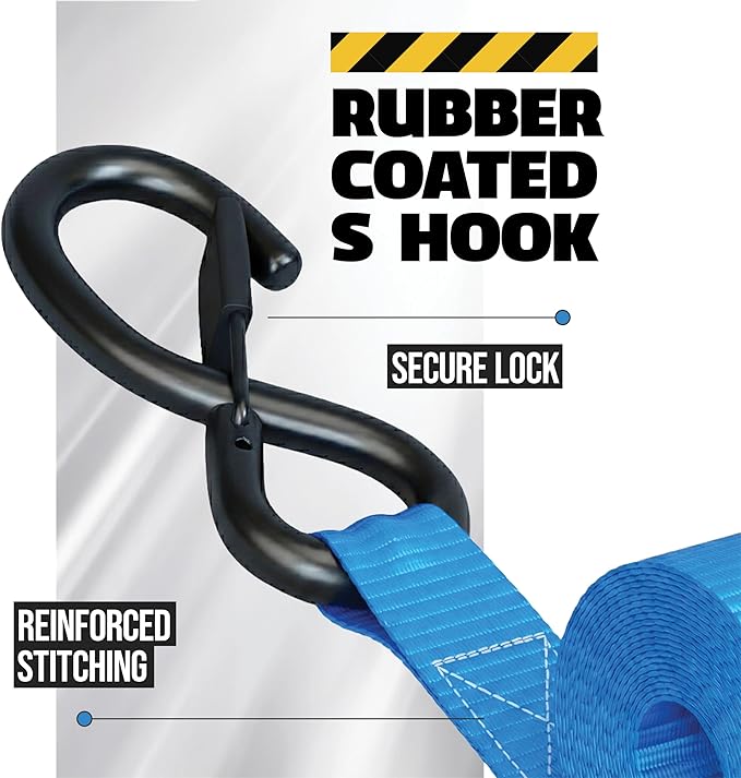AUGO Retractable Ratchet Straps | 4 Heavy Duty Ratchet Straps Self Retractable Tie Downs with Soft Loops & Storage Bag for Motorcycle, Truck, Trailer, Cargo Van | 1200 Lb Break Strength 1” x 10’