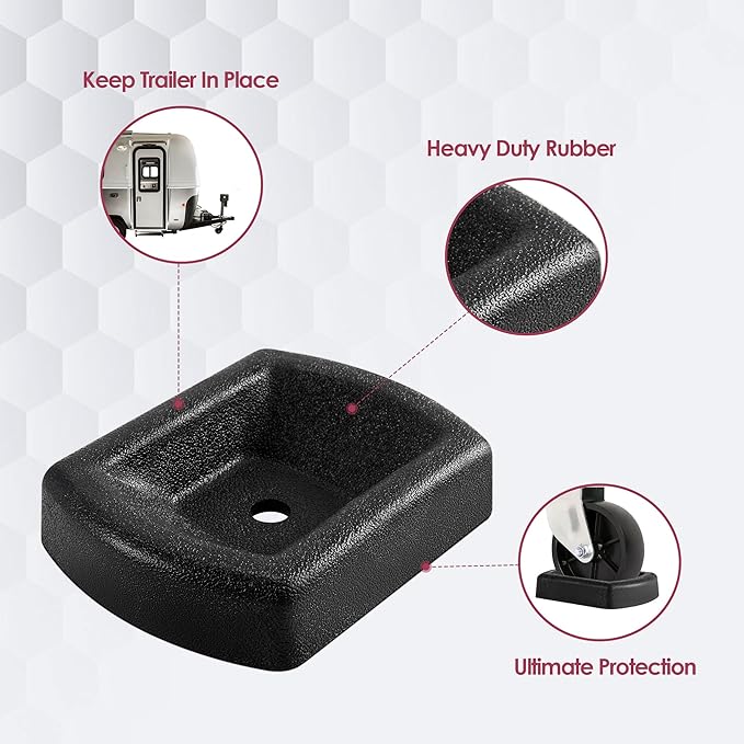 LEORAY Jack Wheel Chock, Reinforced Rubber Jack Caster Wheel Dock for Caravans and Trailers