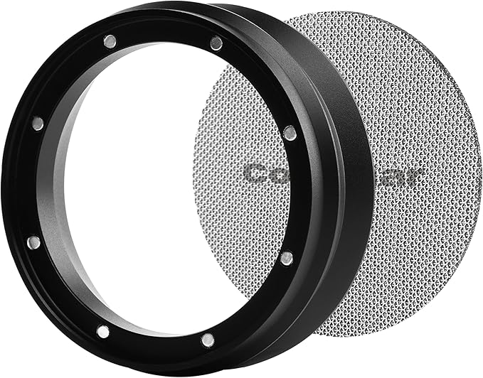 51mm Espresso Dosing Funnel and Puck Screen Set,Magnetic Dosing Funnel with 8 Magnets,Compatible with 51mm Delonghi Portafilter.Reusable 1.7mm 150μm Stainless Steel Puck Screen.(Black)