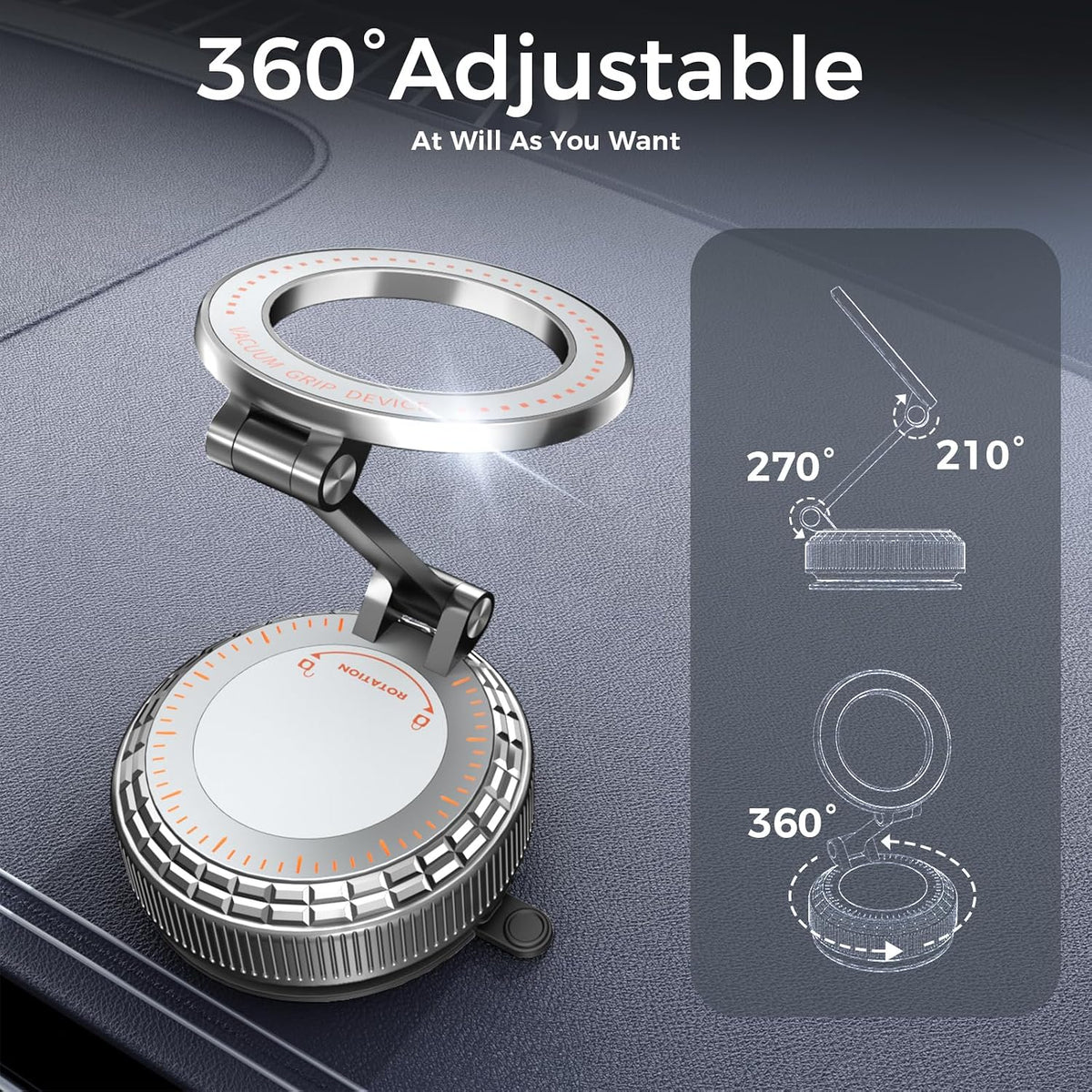 Metal Magnetic Car Phone Holder for Magsafe Phone, Silver