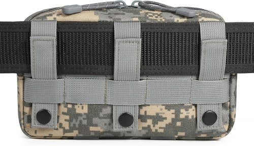 FRTKK Tactical Molle Admin Pouch - USA Flag Patch & Keychain | Tactical Water Bottle Pouch with D-Ring Clip