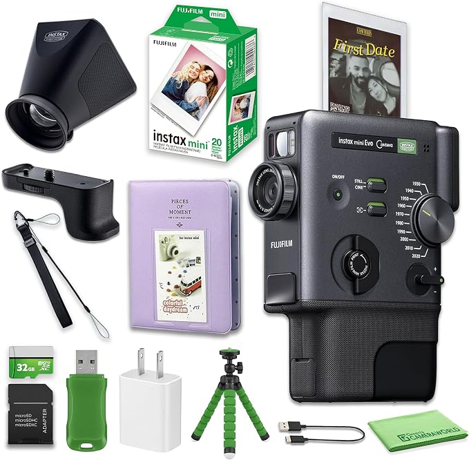 FUJIFILM instax mini Evo Cinema Hybrid Instant Camera Gift Bundle