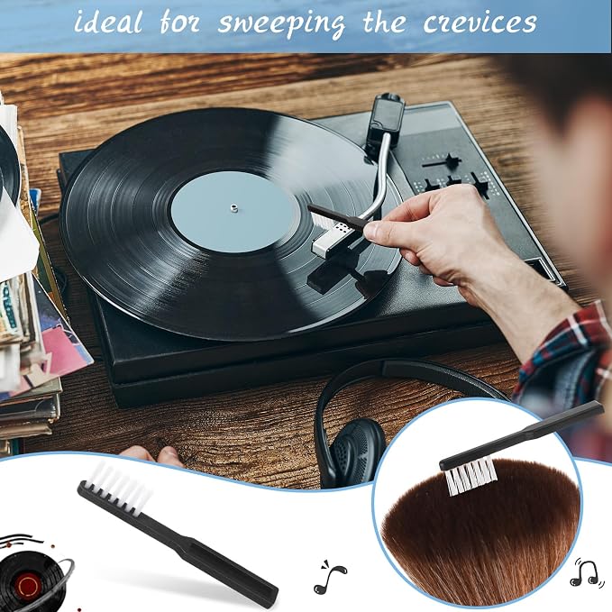 Ziliny 3 Pcs Vinyl Record Cleaning Brush Wooden Anti Static Dust Record Vinyl