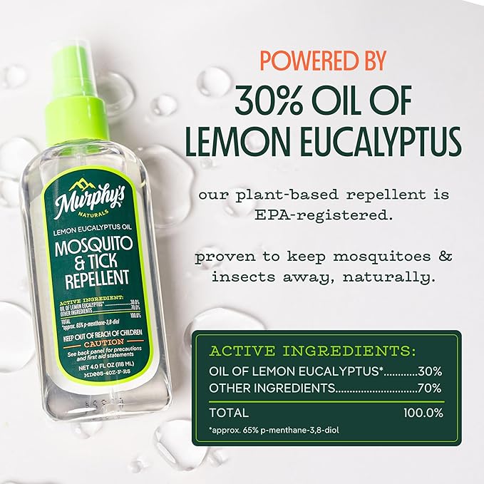 Murphy’s Naturals Mosquito & Tick Repellent, Plant-Based DEET-Free Spray, Outdoor Essentials Kit 3-Pack, 1x4-ounce + 2x2-ounce Pumps, Limited Edition