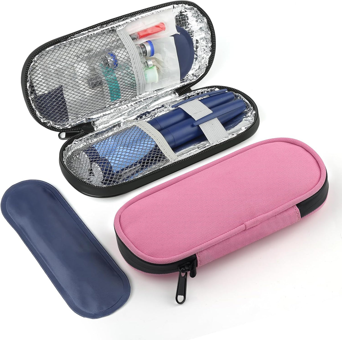 Skiennix Insulin Pen Cooler Case - Travel-Friendly Design with 2 Reusable Ice Packs | Pink Diabetic Medication Storage