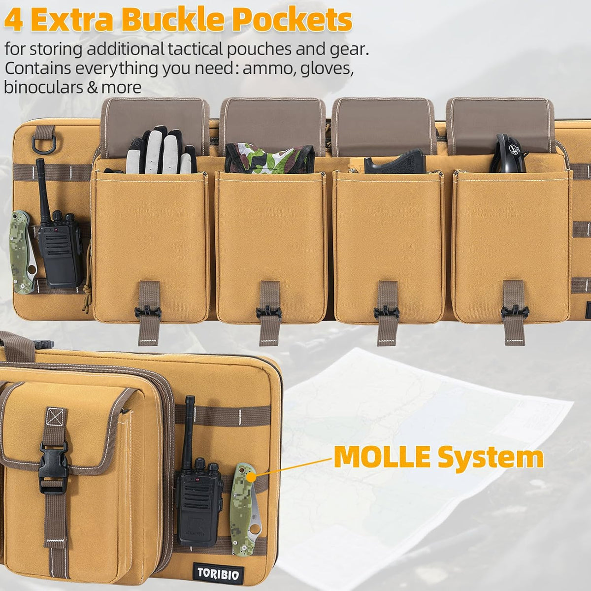 TORIBIO Tactical Double Rifle Case - Soft Gun Bag for Secure Storage & Transport | Fits 32" to 55" Rifles